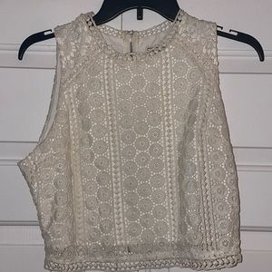 Abercrombie white floral crop top size M